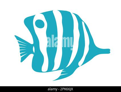Vector Tropical Fish Flat Silhouette Illustration Isolated On A White Background. Stock Vector