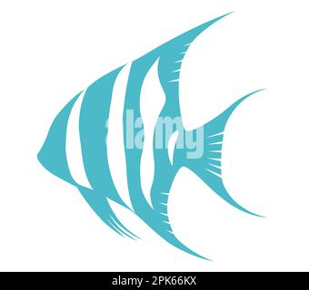 Vector Tropical Fish Flat Silhouette Illustration Isolated On A White Background. Stock Vector