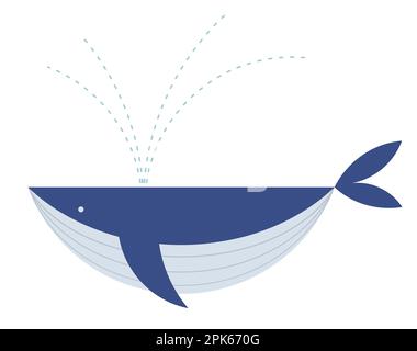 Vector Whale Flat Illustration Isolated On A White Background. Stock Vector