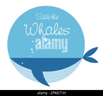 Vector Whale Conservation Symbol Illustration Isolated On A White Background. Stock Vector