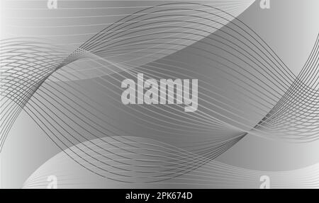 Abstract Vector Background Illustration With Gray Wavy Lines. Stock Vector