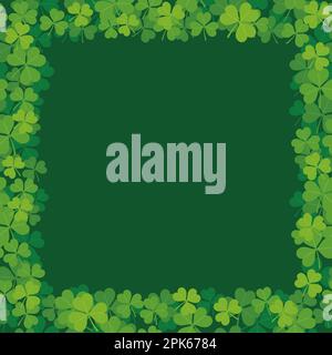 Horizontally And Vertically Repeatable Seamless Vector Clover Frame Illustration For St. Patrick’s Day. Stock Vector
