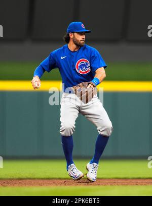 Dansby Swanson of the Chicago Cubs celebrates a double play during News  Photo - Getty Images