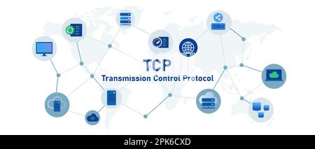 TCP Transmission control protocol internet communication technology Stock Vector