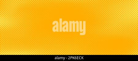 Yellow orange square halftone pattern. Retro comic gradient background. Square pixilated dot cartoon texture. Pop art faded gradient pattern. Vector illustration. Stock Vector