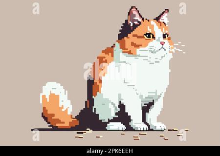 vector pixel art fat cat isolated Stock Vector Image & Art - Alamy