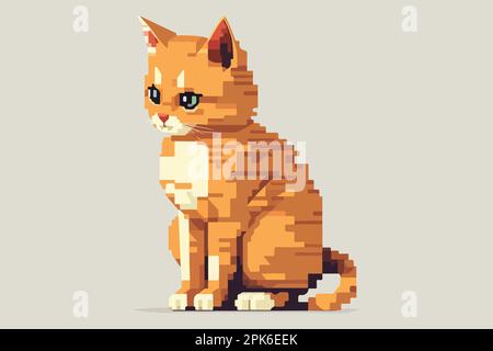 vector pixel art fat cat isolated Stock Vector Image & Art - Alamy