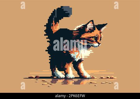 vector pixel art fat cat isolated Stock Vector Image & Art - Alamy