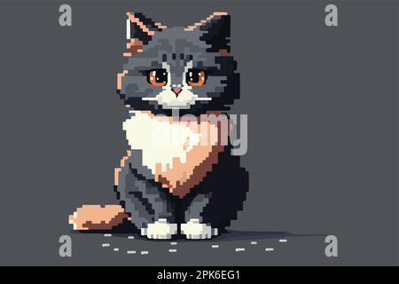 vector pixel art fat cat isolated Stock Vector Image & Art - Alamy