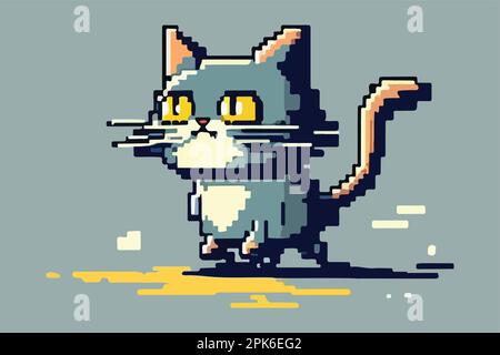 vector pixel art fat cat isolated Stock Vector Image & Art - Alamy