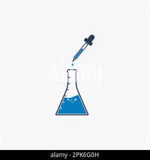 Flask and Dropper Icon. Editable Vector EPS Symbol Illustration. Stock Vector