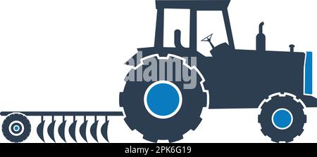 Farming Tractor Icon. Flat Style vector EPS. Stock Vector