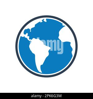 Planet Icon. With Globe Symbol. Editable Flat Vector Illustration. Stock Vector