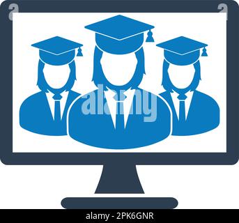 E learning icon.  Flat style vector EPS. Stock Vector