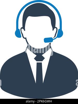 Male Costumer service icon.  Flat style vector EPS. Stock Vector
