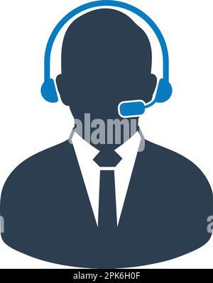 Male Costumer service icon.  Flat style vector EPS. Stock Vector