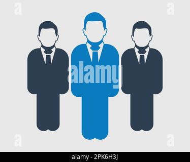 Leadership Icon. Standing Male symbols on gray background. Flat style vector EPS. Stock Vector