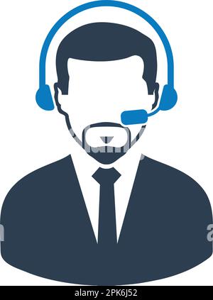 Male Costumer service icon.  Flat style vector EPS. Stock Vector