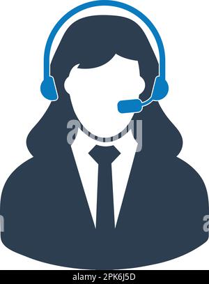 Female Costumer service icon.  Flat style vector EPS. Stock Vector