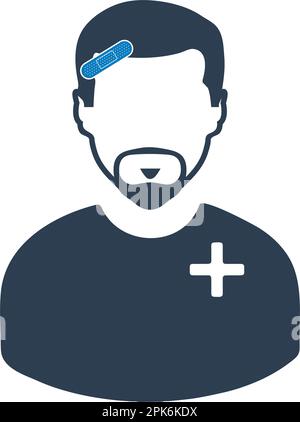 Injured man icon. Flat style vector EPS. Stock Vector