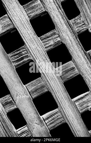 Close up of wooden grate in black and white. Graphic design, elemental. Stock Photo
