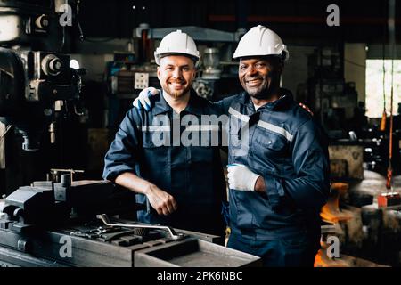 Professional worker working at manufacturing plant factory Stock Photo