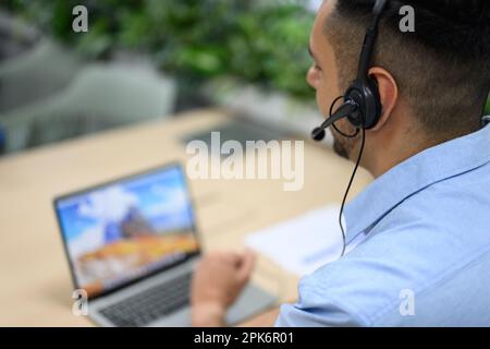Smart businessman working in office, Male manager using laptop working Stock Photo