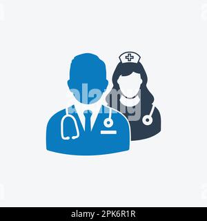 Medical Team Icon with Doctor and Nurse Sign. Editable Vector EPS Symbol Illustration. Stock Vector