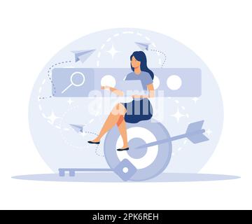 Professional SEO services concept, Keyword research, copy optimization, content plan, web campaign, search engine, online social media planner, flat v Stock Vector