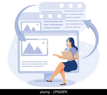 Web development concept, Microsite interface, cross-browser compatibility, 404 error, programming, company page, page not found, flat vector modern il Stock Vector