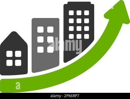 Urban development, increase of land prices vector icon illustration ...