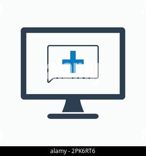 Online healthcare icon. Flat style vector EPS. Stock Vector