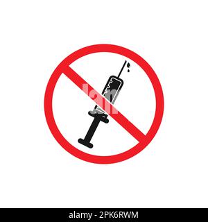 No Vaccine Icon. Contain Syringe and Ban Signs. Editable Vector EPS Symbol Illustration. Stock Vector