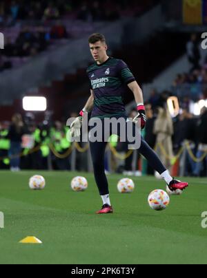 Sabadell, Barcelona, Spain. 5th Apr, 2023. Barcelona Spain 05.04.2023 Luis Lopez ( Real Madrid ) control the ball during the Copa del Rey between FC Barcelona and Real Madrid at Camp Nou on 05 April 2023 in Barcelona. (Credit Image: © Xavi Urgeles/ZUMA Press Wire) EDITORIAL USAGE ONLY! Not for Commercial USAGE! Stock Photo