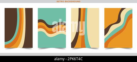 Vintage Color Backgrounds Set from the 70s Stock Vector