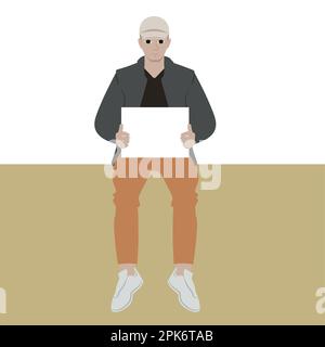 a man hold a board flat design vector Stock Vector