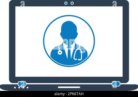 Online Medical Help Icon. Flat style vector EPS. Stock Vector