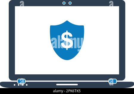 Online Financial Security Icon. Flat style vector EPS. Stock Vector