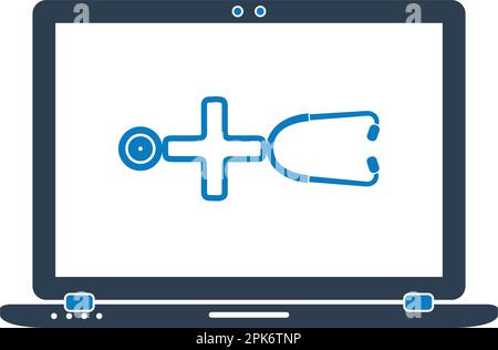 Online Medical Help Icon. Flat style vector EPS. Stock Vector
