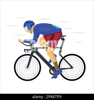 Vector bicycle rider on sport bike ride alone flat vector illustration design Stock Vector