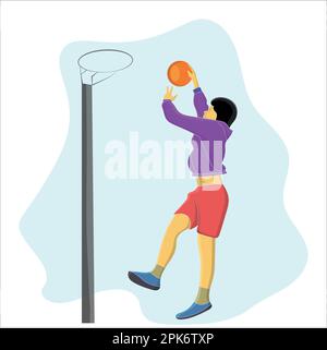 boy playing basketball flat vector illustration design Stock Vector