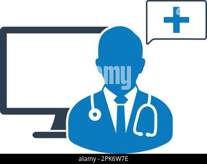 Online medical consultant icon. flat style vector EPS. Stock Vector