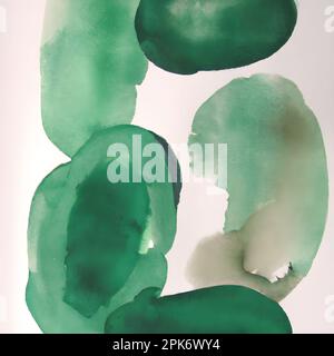 Green Water Colour Canvas Painting Stock Photo