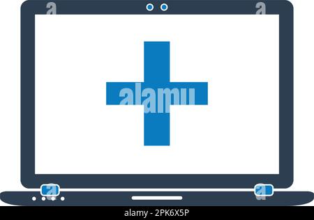 Online Medical Help Icon. Flat style vector EPS. Stock Vector