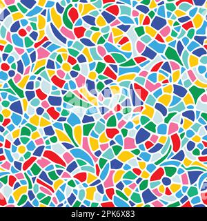 Stamped Batik floral abstract seamless pattern. Vector illustration background Stock Vector