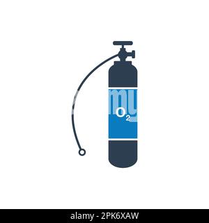 Medical Life Support Oxygen Cylinder Icon. Editable Vector EPS Symbol Illustration. Stock Vector