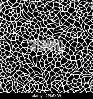 Stamped Batik floral abstract seamless pattern. Vector illustration background Stock Vector