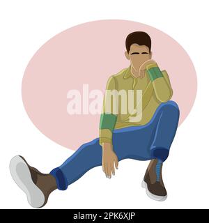 Flat design of a boy with shoes and a long sleeve shirt and pants Stock Vector