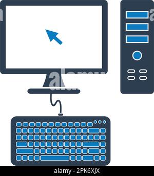 Computer, CPU and Keyboard Icon. Flat style vector EPS. Stock Vector