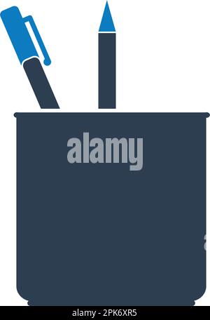 Pen Stand Icon. Flat style vector EPS. Stock Vector